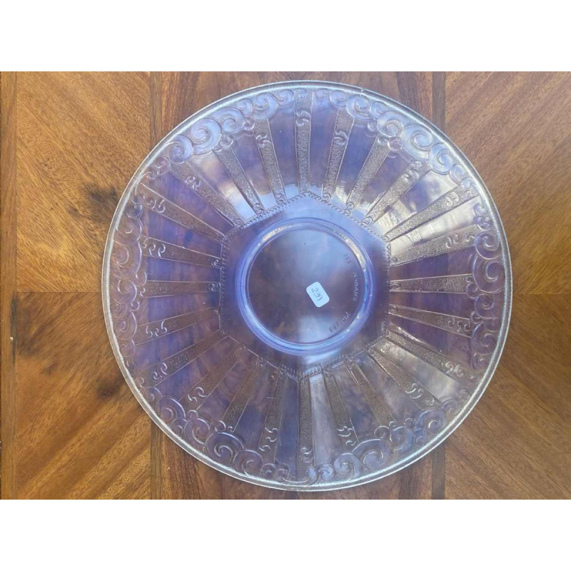 Etling, coupe / plat Art Déco en verre pressé moulé, ca 1930