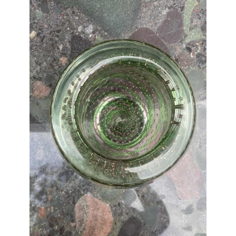 Arnaldo Zanella Murano, pink and green spiral bubble glass vase, ca 1960