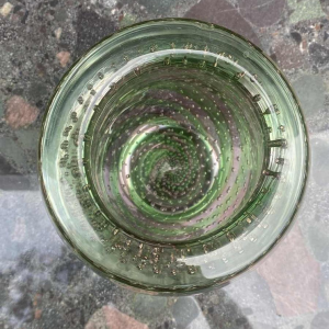 Arnaldo Zanella Murano, roze en groene bubbelglasvaas, ca 1960