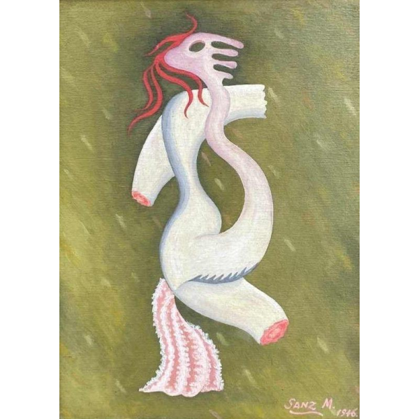 Schilderij gesigneerd M. Sanz 1946