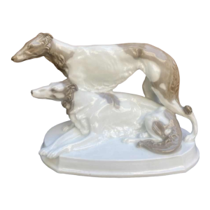 Ofend-und Porzellanfabrik AG, group of Barzoi greyhounds in porcelain