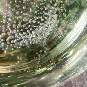 Arnaldo Zanella Murano, roze en groene bubbelglasvaas, ca 1960