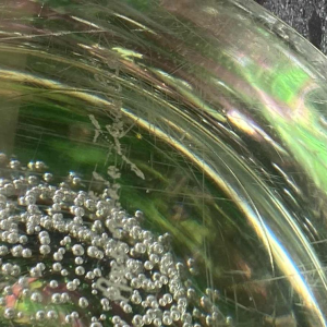 Arnaldo Zanella Murano, pink and green spiral bubble glass vase, ca 1960