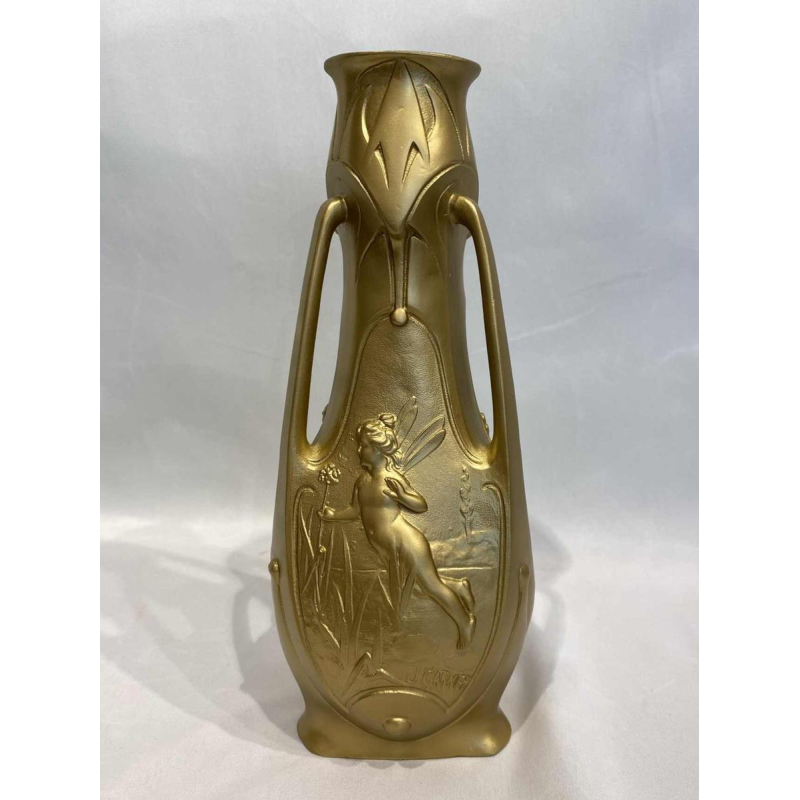 Vases in gilded regula, signed Jean Garnier