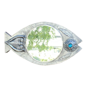 Flament J, Fish mirror with pewter leaves