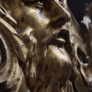 Lustre " Sac à Perles " bronze & cristal, France vers 1900