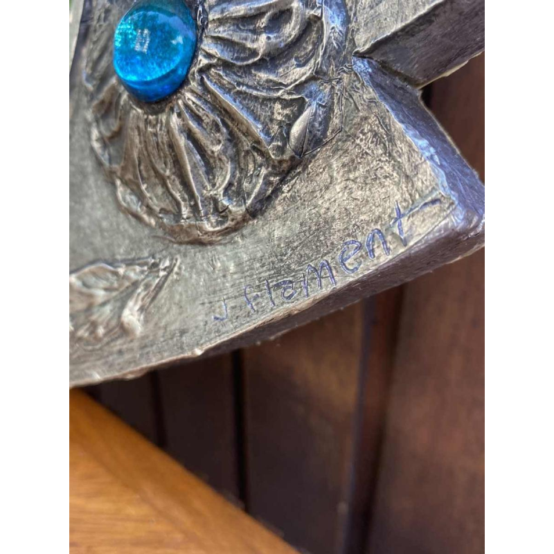 Flament J, Fish mirror with pewter leaves