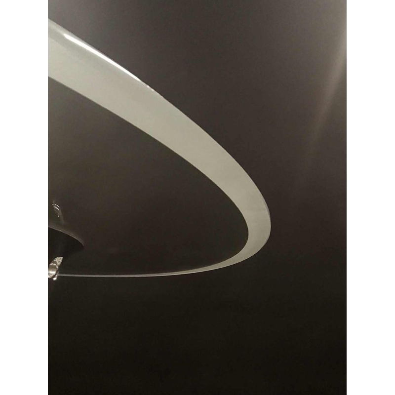 Art Deco kroonluchter, Bauhaus stijl, verchroomd staal en glas, ca 1930