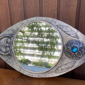 Flament J, Fish mirror with pewter leaves