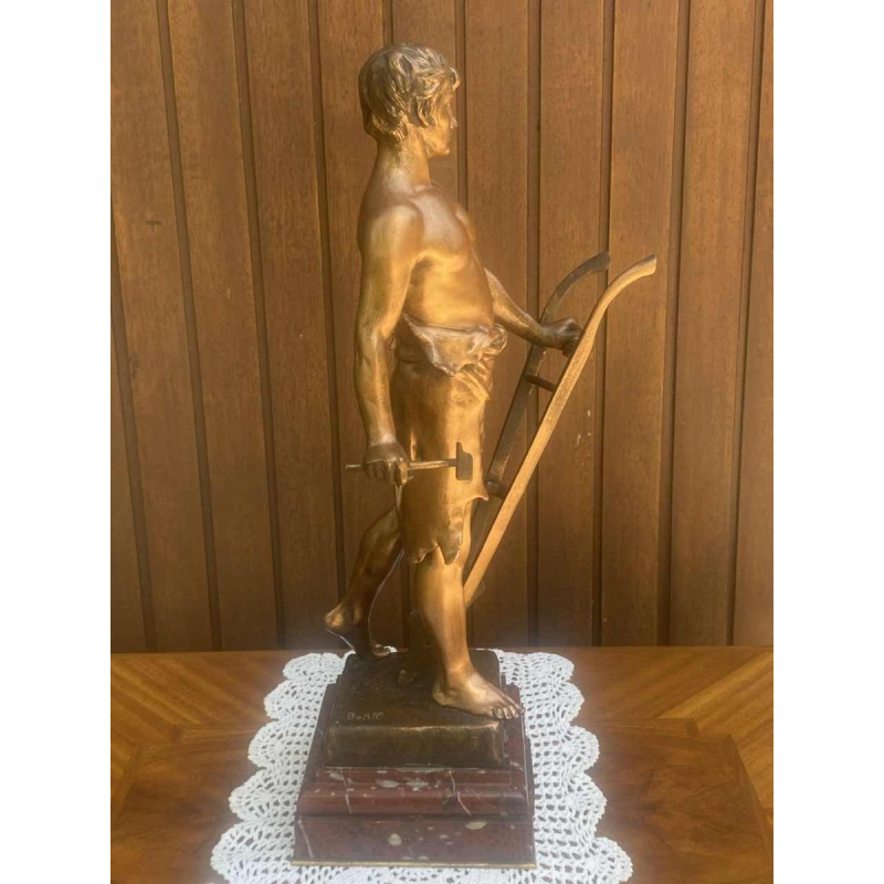 Antoine Bofill "Le travailleur" sculpture homme en bronze 53cm, début 20ème siècle