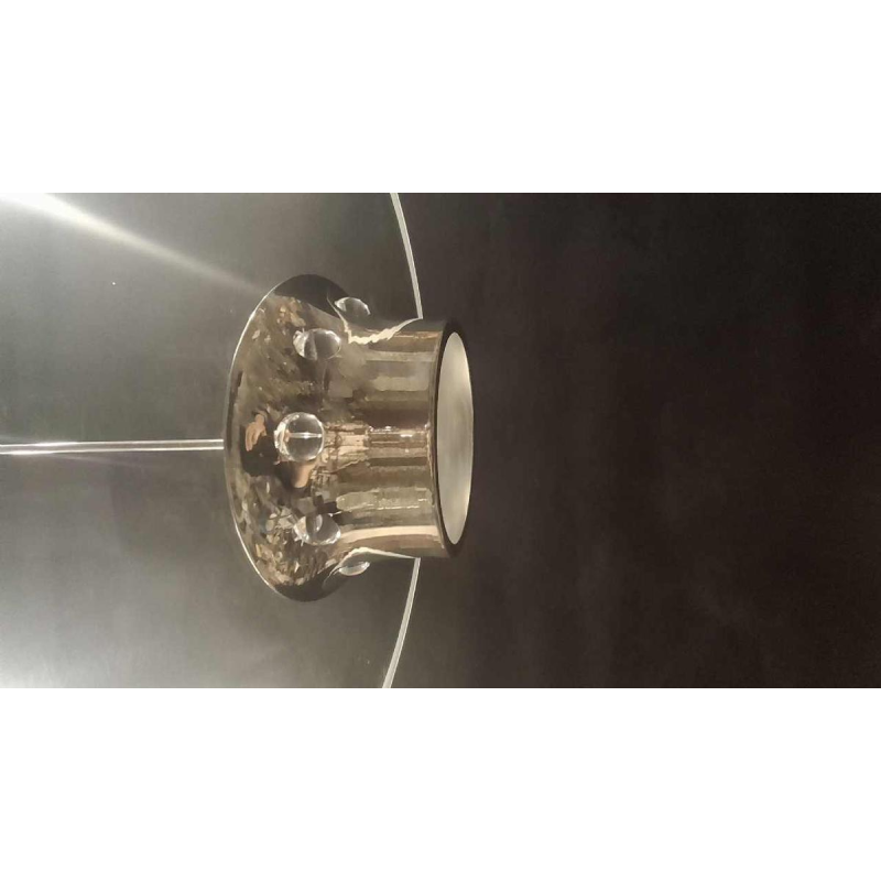 modernist Art Deco chandelier, Bauhaus style, chromed steel and glass, ca 1930