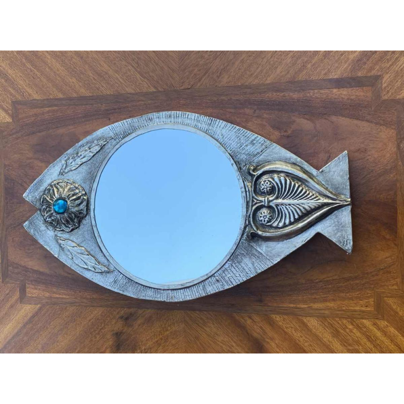 Flament J, Fish mirror with pewter leaves