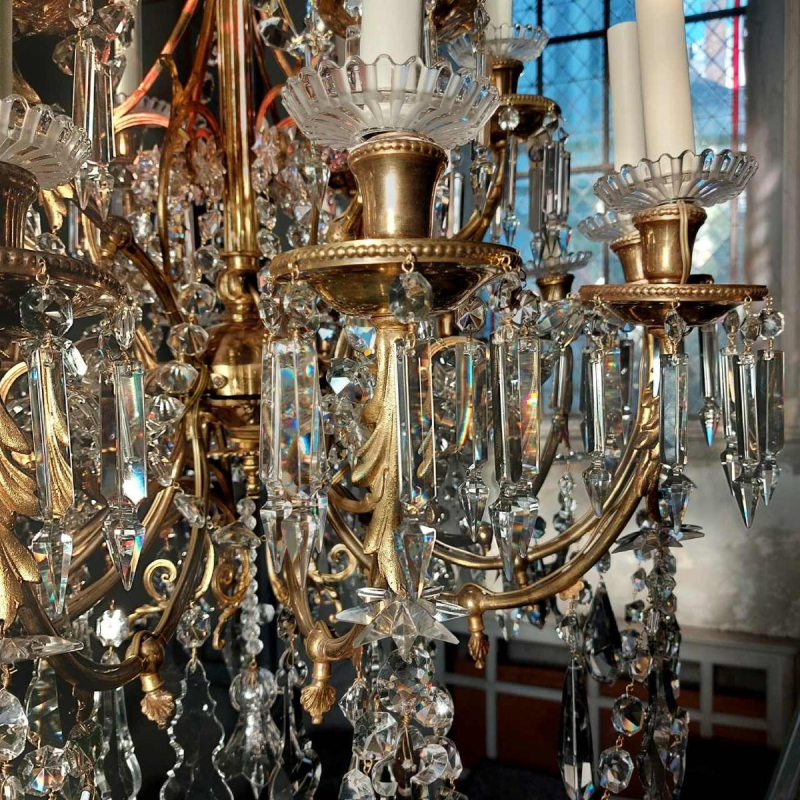 Large Baccarat chandelier in the Napoleon III style, bronze and crystal, 18 arms of light, late 19th century