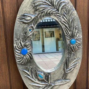 Flament J, pewter leaf mirror