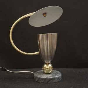 Arteluce, lampe à poser / de bureau, métal laqué, laiton & marbre, ca 1950