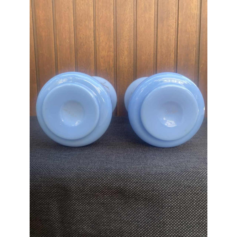 Saint Louis, pair of opaline glass vases, ca 1940
