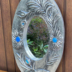 Flament J, pewter leaf mirror