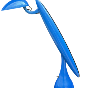 Isao Hosoe 'Heron' tafel / bureaulamp, blauw metaal, 1990