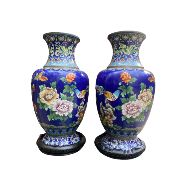 Groot paar Chinese cloisonné vazen 55cm in perfecte staat, circa 1910