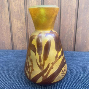 Emile Gallé, Art Nouveau pâte de verre vase with lily design, ca 1900