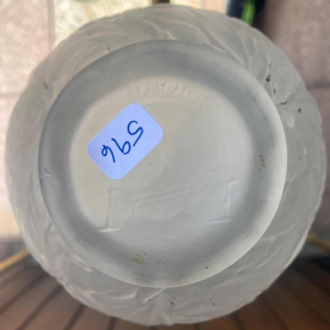 Art Deco pressed moulded glass vase , signed Espaivet