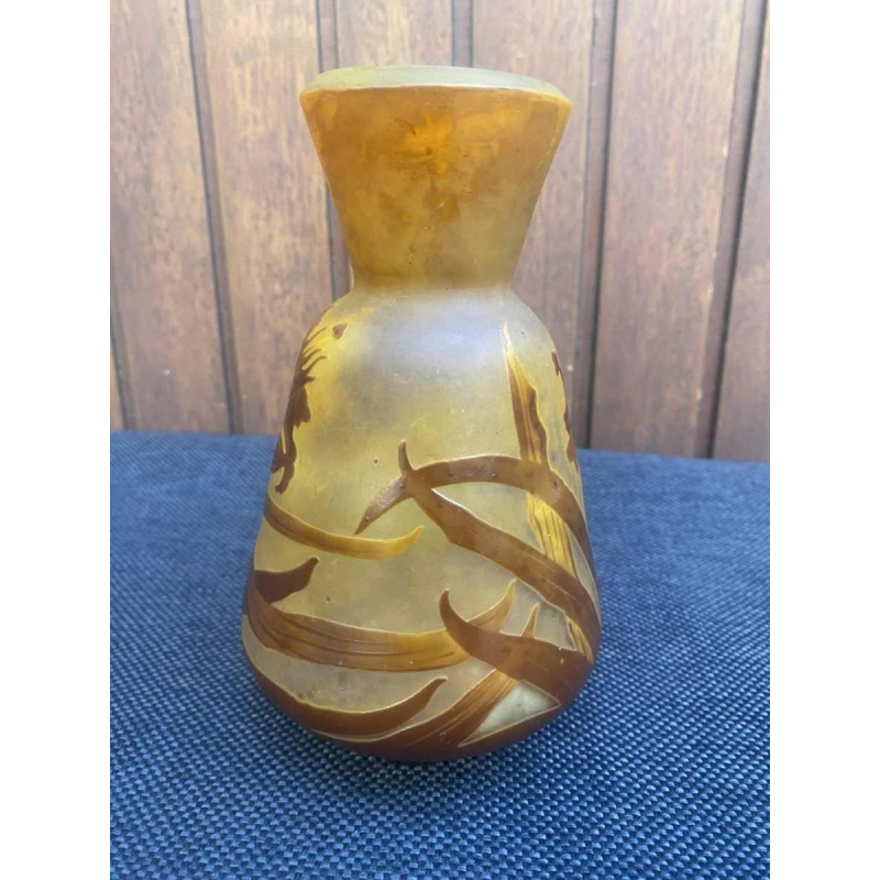 Emile Gallé, Art Nouveau pâte de verre vase with lily design, ca 1900