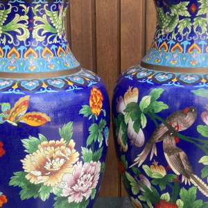 Large pair of Chinese cloisonné vases 55cm in perfect condition, circa 1910