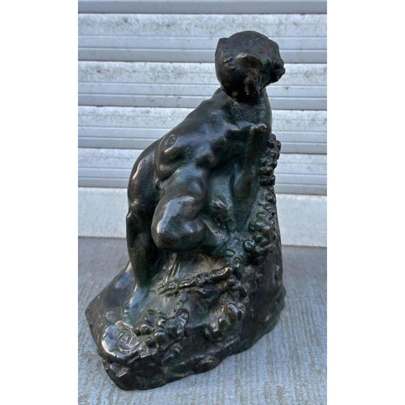 L. Place "Bacchus" kleine bronzen sculptuur gesigneerd, belgische school