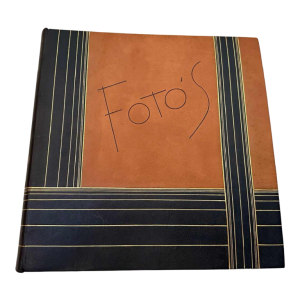 Art Deco fotoalbum, leer en messing