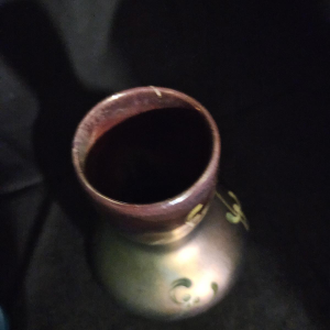 iridescent earthenware vase signed Gaziello Vallauris