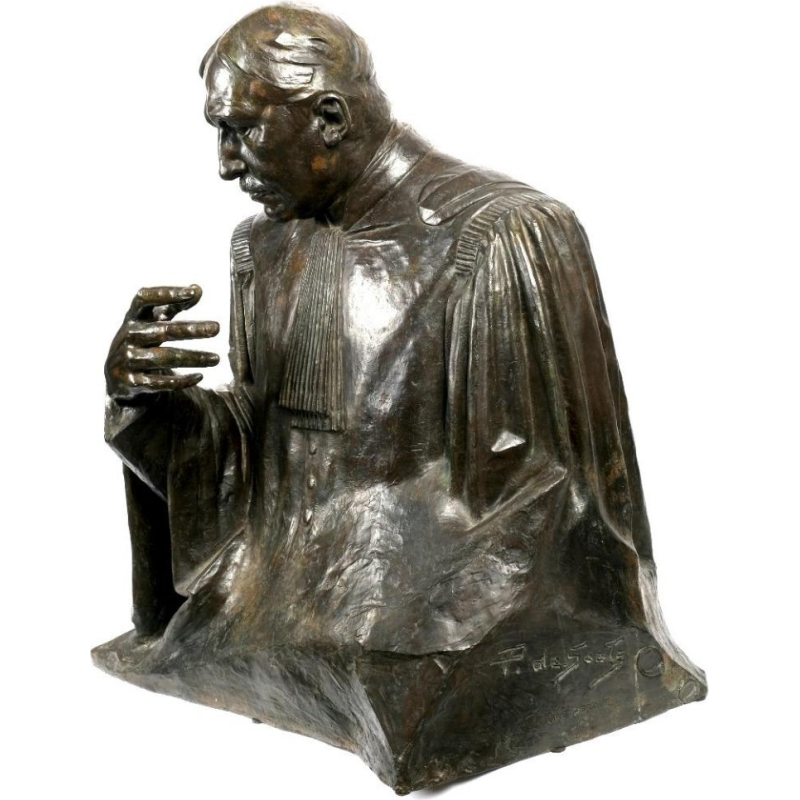 Pierre De Soete Lawyer Jules Destrée sculpture / bust in bronze, ca 1930