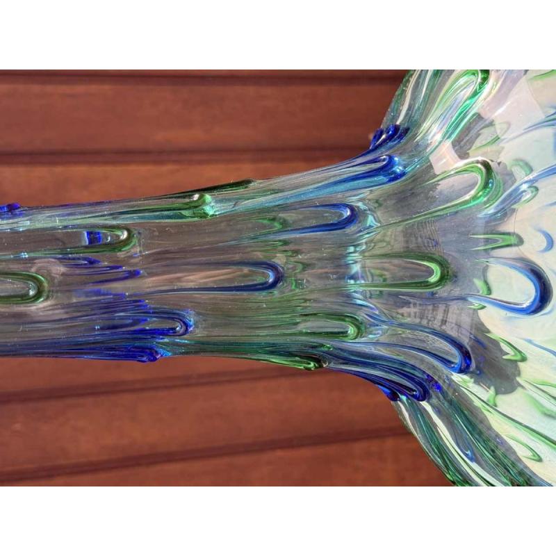 Murano, grand vase bleu / vert vintage 'Goutte d'eau' ca 1960