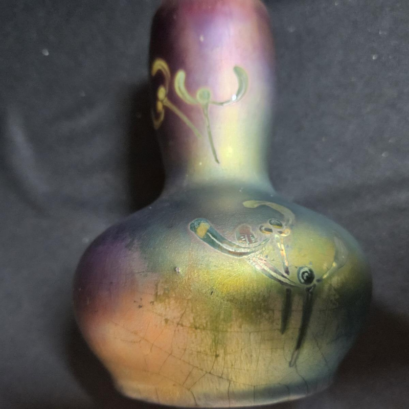 vase en faïence irisée signé Gaziello Vallauris