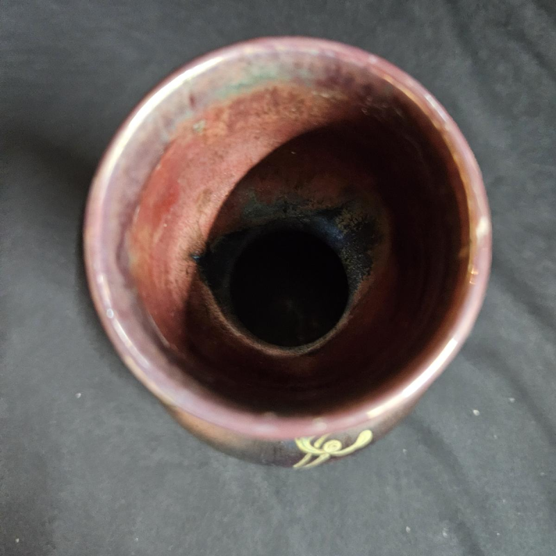 iridescent earthenware vase signed Gaziello Vallauris