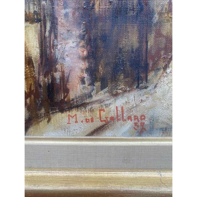 Tableau de Michel De Gallard huile sur toile des années 1950 paysage