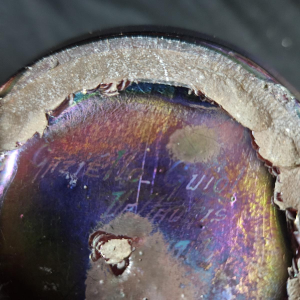 iridescent earthenware vase signed Gaziello Vallauris