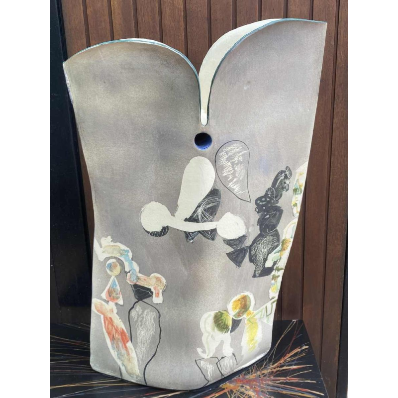 Gilbert Portanier, large terracotta vase signed and dated 1998