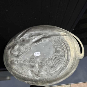 Achille Gamba Femme nue et chouette Art Nouveau pewter plate, ca 1900