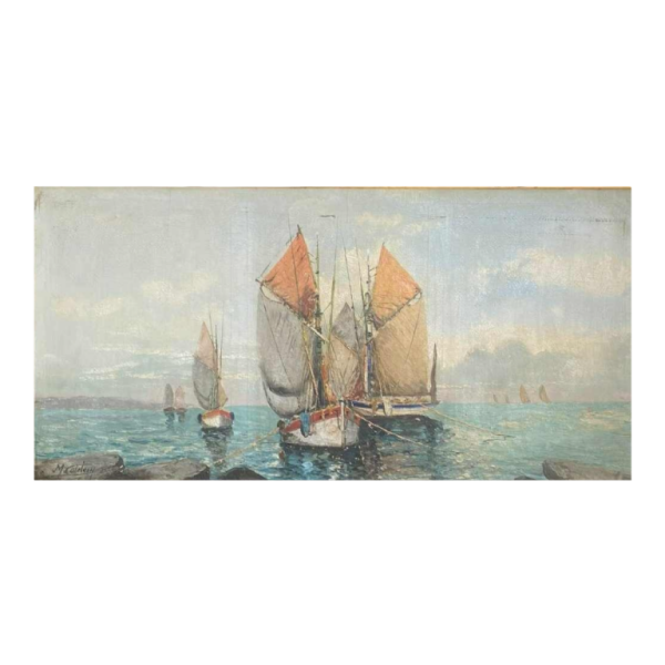 Marcel Catelein, tableau marine, peinture huile sur toile, signée 1920