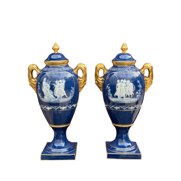 Marcel Chaufriasse / Limoges, pair of porcelain vases 49cm, ca 1900