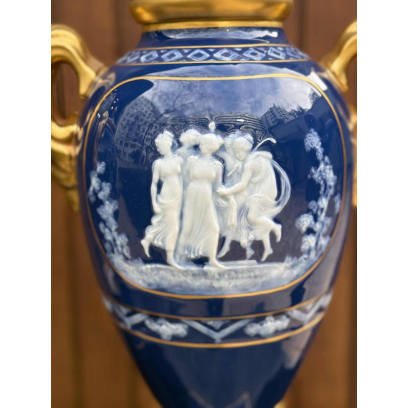 Marcel Chaufriasse / Limoges, paar porseleinen vazen 49cm, ca 1900