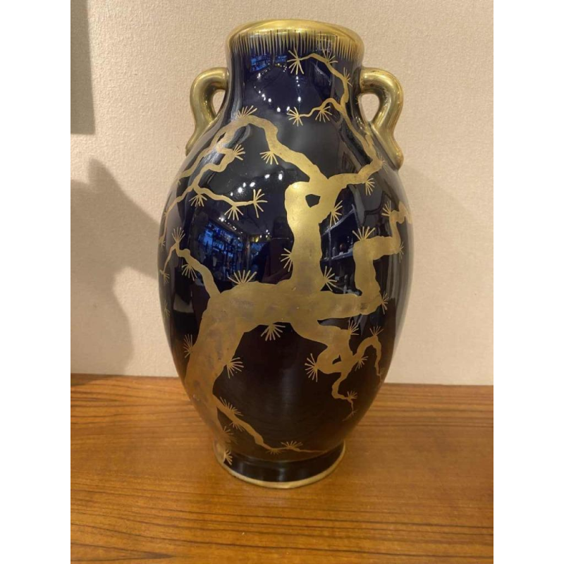 Grand vase en céramique signé Gustave Asch 1900 Art Nouveau, japonisant