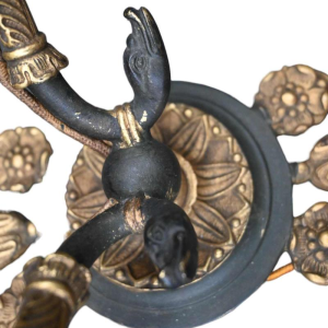 Paar Empire stijl verguld brons en gepatineerde wandlampen, eind 19e eeuw