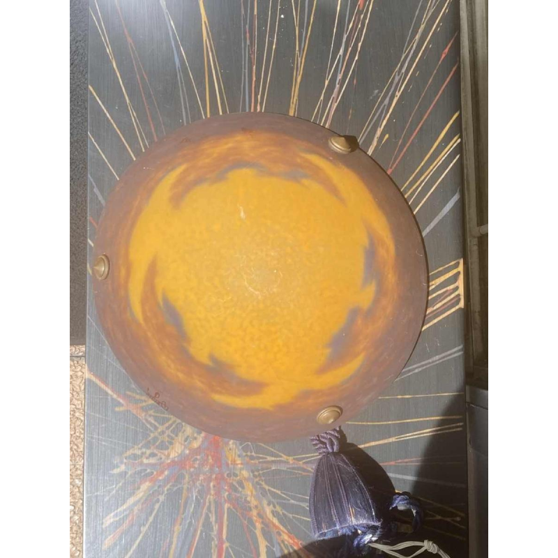 David Guéron dit Degué, signed Art Deco ceiling light, pâte de verre, ca 1920