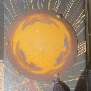 David Guéron dit Degué, gesigneerde Art Deco plafondlamp, pâte de verre, ca 1920