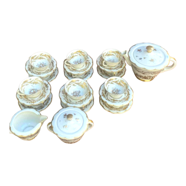 Haviland / Cambet, service à thé en porcelaine, doré à l'or fin, 12 personnes