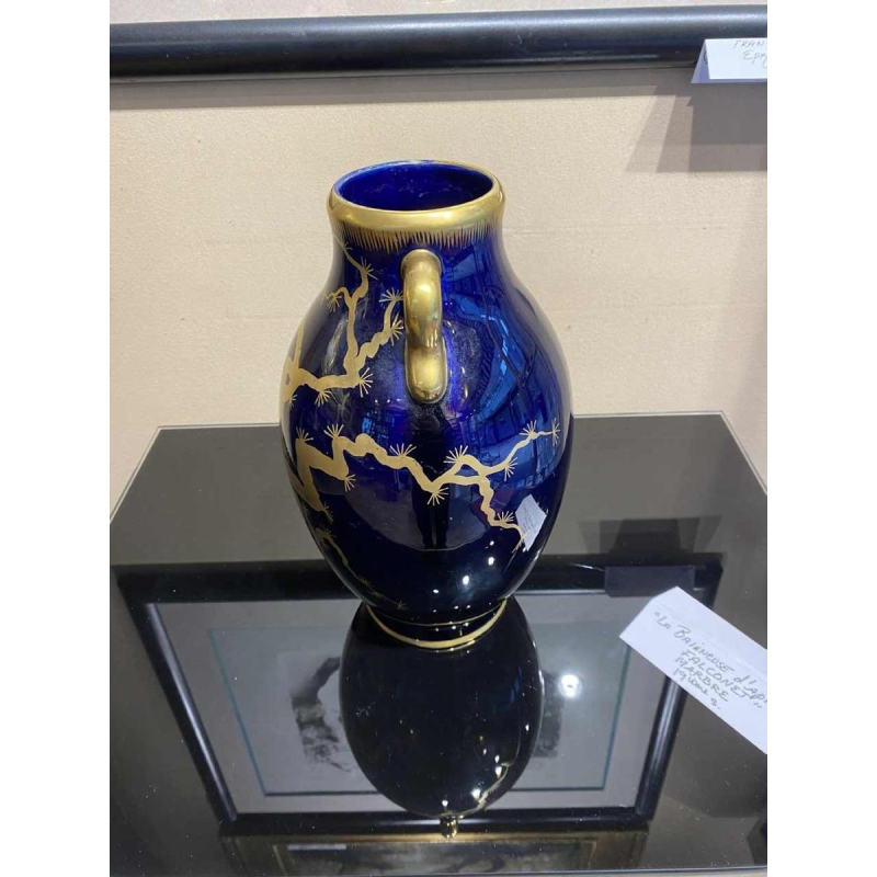 Grand vase en céramique signé Gustave Asch 1900 Art Nouveau, japonisant