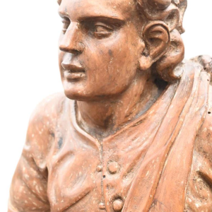 Fruitwood sculpture of a judge or magistrate, 17th century statue