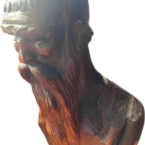 Marcel Wolfers "Tête de sage chinois", sculpture en bois