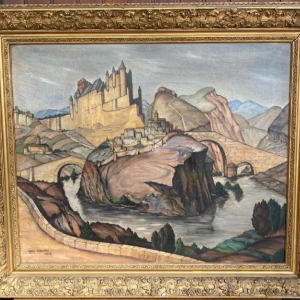 Tableau huile sur toile signé René Grappe 1938 Semur en Auxois